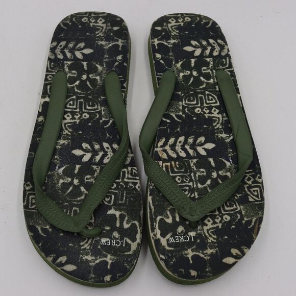 J. Crew Green Botanical Floral Flip Flop Sandals NWOT 8 - Picture 3 of 7